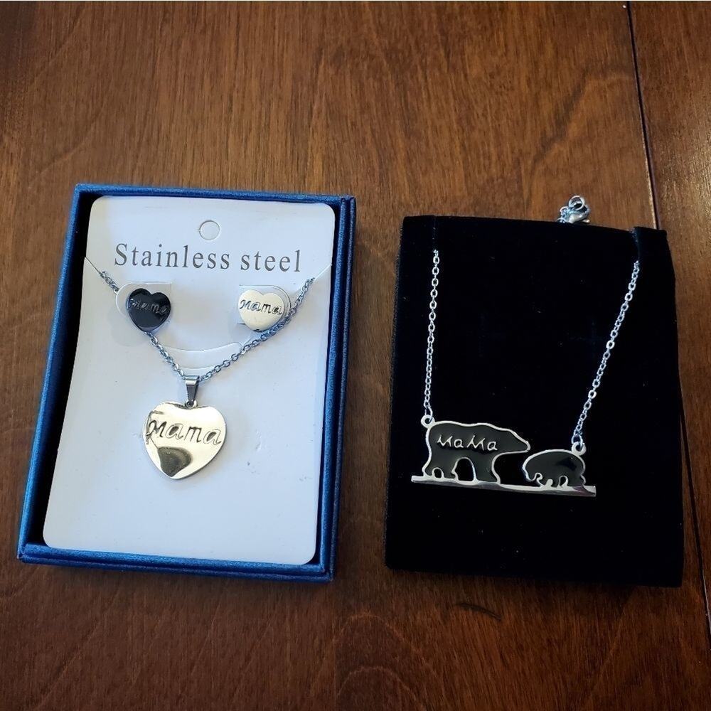 SET OF two‎ Mama bear necklaces, earings
